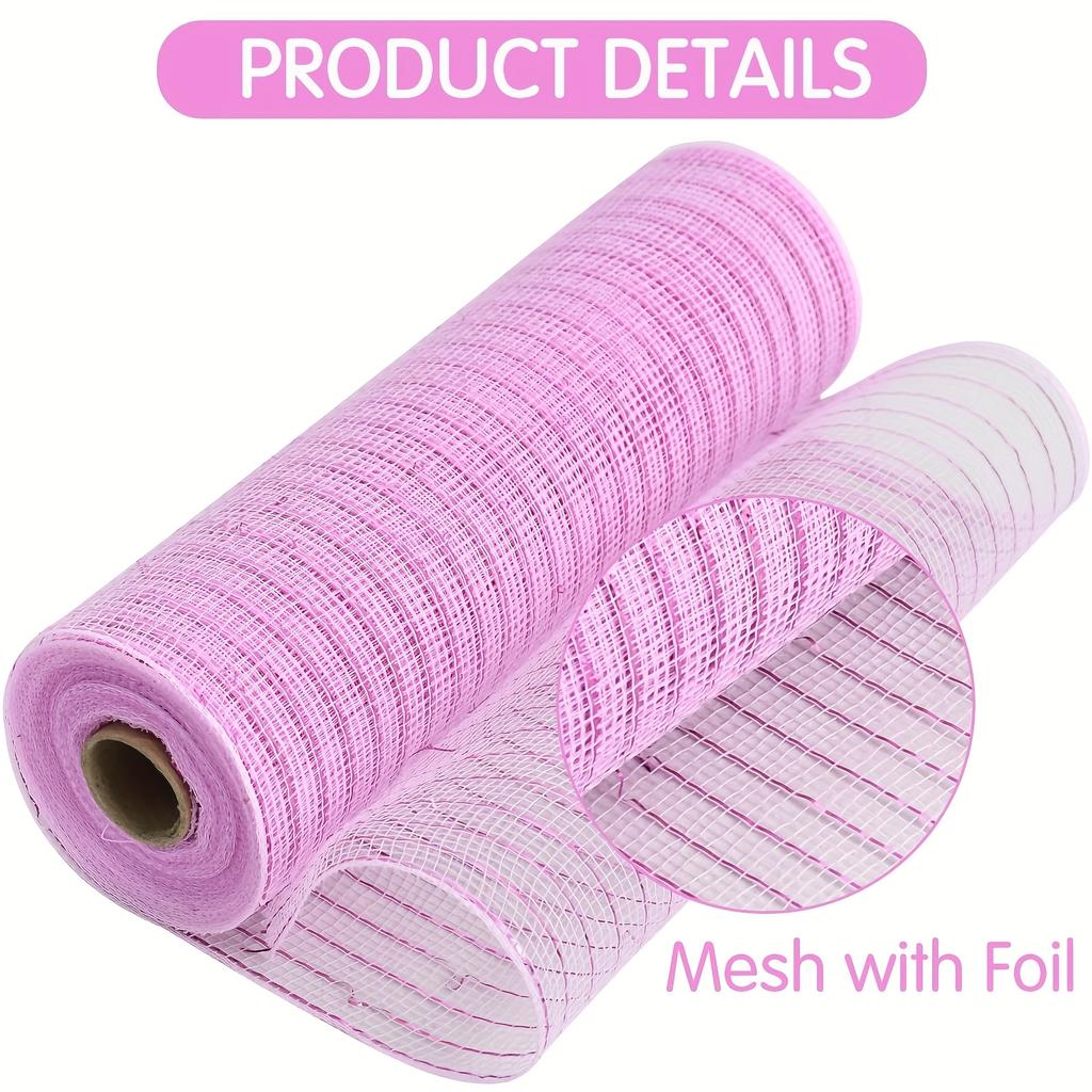 4 Rolls 10 Inch Red/Pink/White Decorative Mesh Ribbon, for Wreath Supplies Front Door Wreath Crafts Tree Decor Christmas NewYears Valentine'S Day