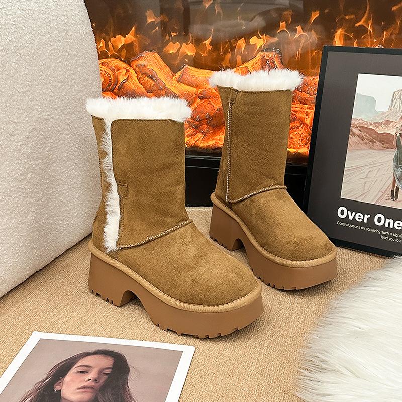 

Women s soft elastic folding two wear heightening winter warm cold padded snow boots non-slip wear-resistant casual shipping cotton boots 40