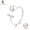 Seulement Natural Freshwater Pearl 925 Silver Zircon Open Ring Fashion Geometric Jewelry for Women Elegant Daily Wear