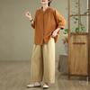 Leinen Stickerei Hemd Damen Locker Mittellang Ärmel Vintage Bohemian Freizeit Bluse