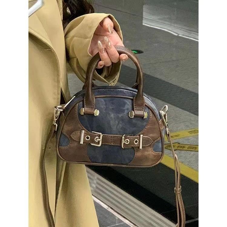 Ielgy Autumn Winter High-End Texture Niche Retro All-Match Exquisite Contrast Color Portable Messenger Pillow Bag