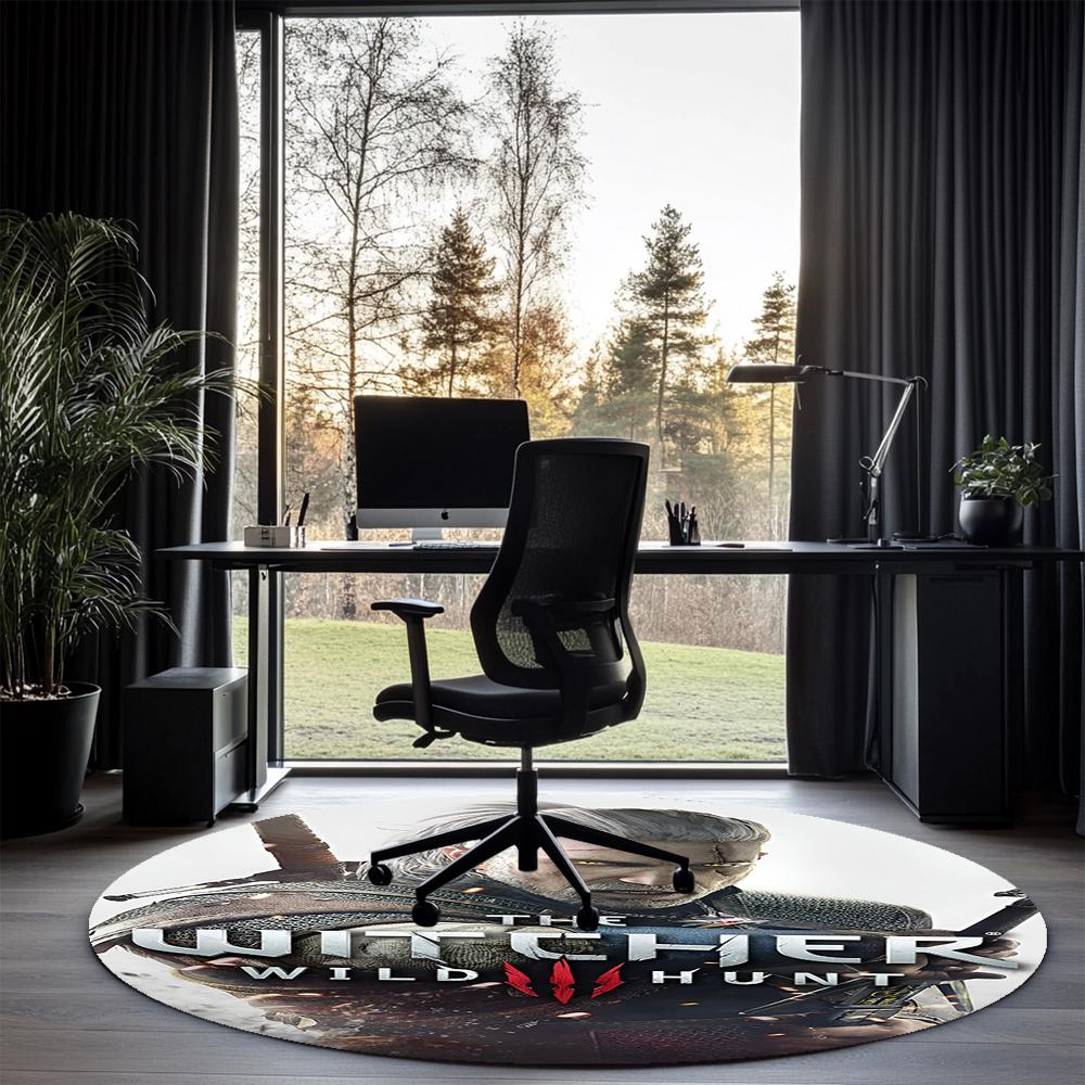 The Witcher Printed Round Rug Carpet Chair Rug Area Rug Entryway Doormats,for Office Chair Living Room Bedroom Kitchen Room.