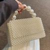 Perlenverzierte Single-Shoulder-Crossbody-Tasche: Schicke Mode Damenhandtasche mit Webdesign