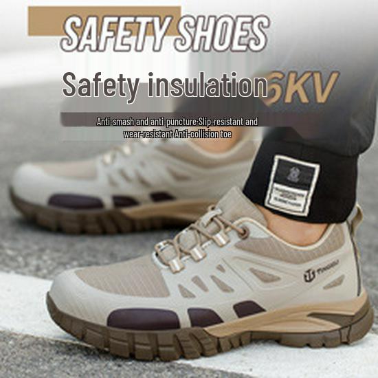 Men's Black High-Top Cowhide Steel Toe Cap Safety Shoes, Anti-Static, Anti-Smash, Anti-Puncture.