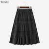 ZANZEA Women Casual Elastic Waist Loose Long Skirts
