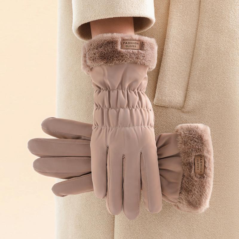 Women'S Winter Thick Plush Gloves Fashion Warm Imitation Cashmere Outdoor Guantes Lady Touchscreen Driving Cycling Mittens