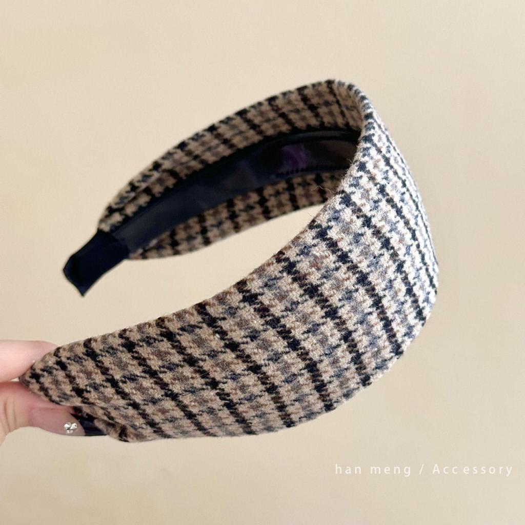 Korean Retro Plaid High Top Fashion Headband & Versatile Hair Clip 2025