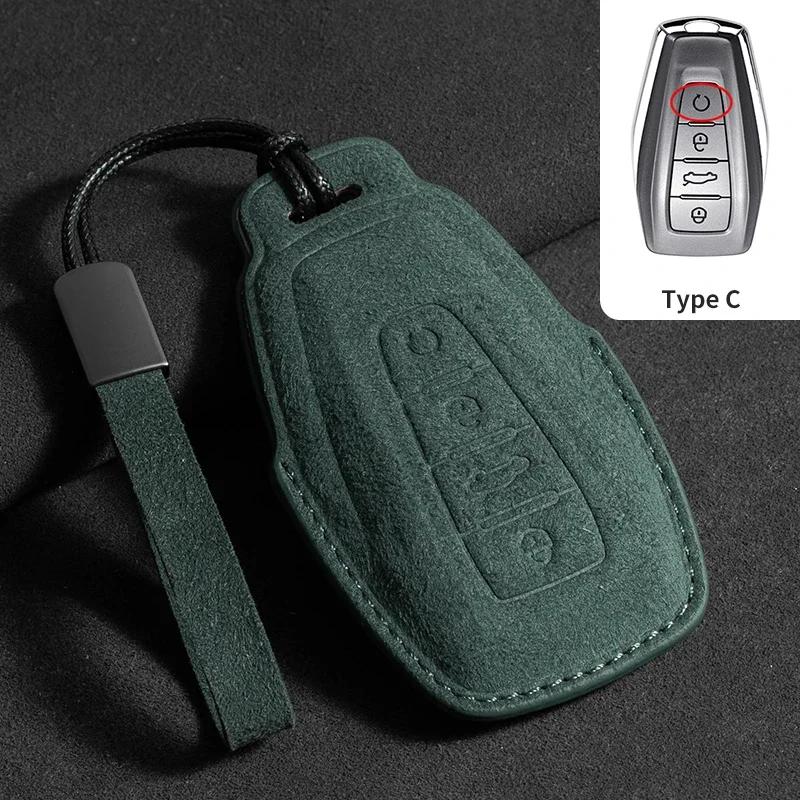 Suede Car Key Case Cover Protector Shell For Geely Coolray X6 X7 EX7 2024 Geometry C Emgrand UV GT GC9 Auto Styling Fob Holder