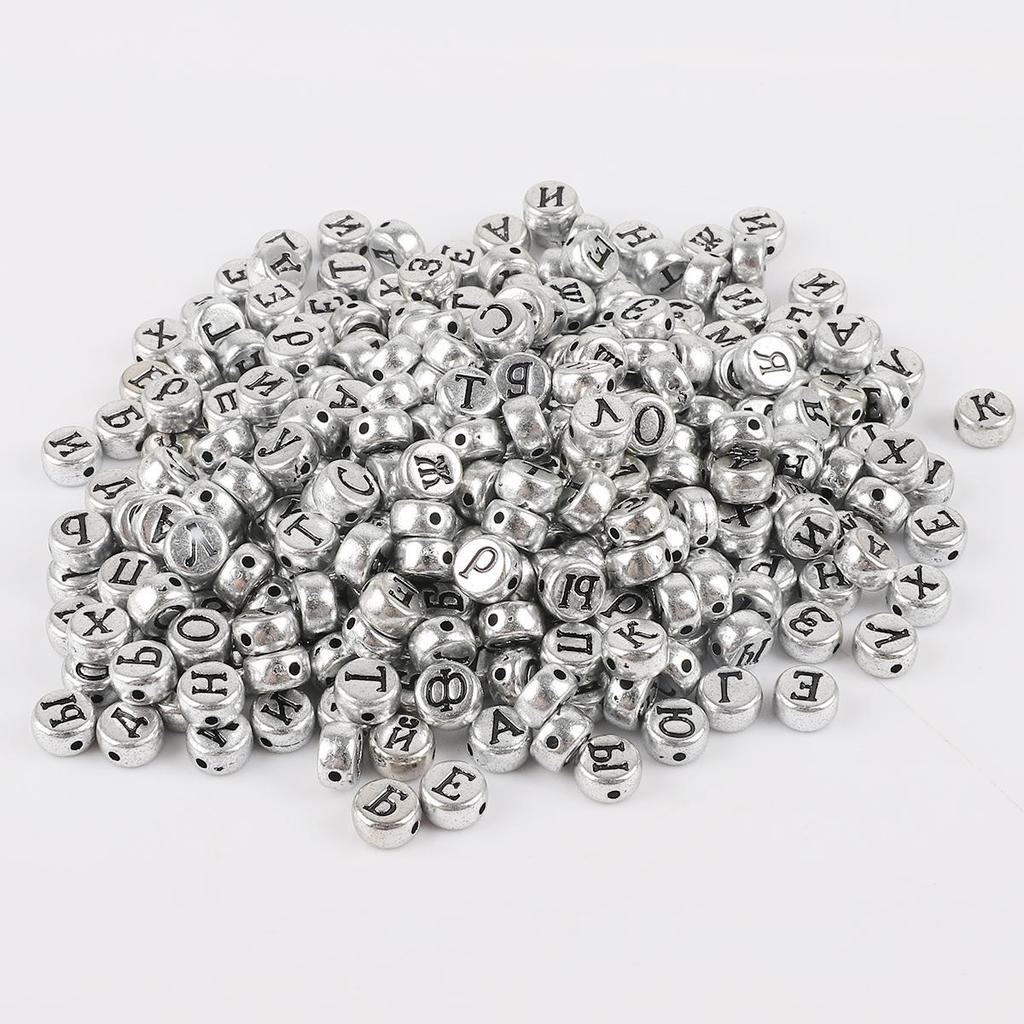 100 ks smíšených ruských písmen akrylových čtvercových plochých korálků pro výrobu šperků z náramků a náhrdelníků