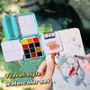 12/24 Colors Portable Travel Watercolor Palette With Waterbox Mini Paint Box Sketchbook Water Brush Student Outing Art Supplies