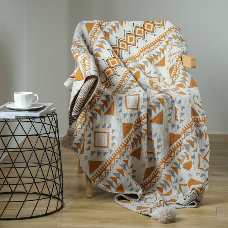 Bohemian Soft Tassel Knitted Blankets Plaid Tapestry Nap Blanket Vintage Air Conditioning Blankets Knit Blanket For Travel