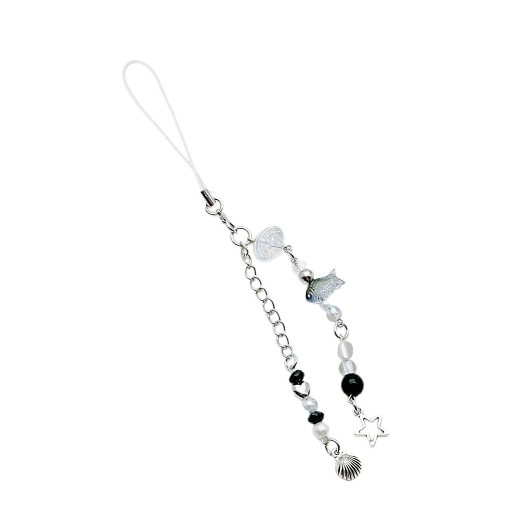 Stylish Beaded Keychain Pendant Marine Themed Keyring Bag Charm Fish Shell Starfish Cellphone Strap Accessories