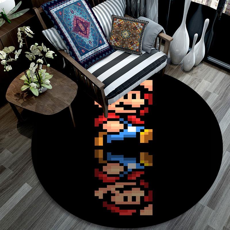 Mario Cartoon Pattern Round rug,Carpet Rug for Living Room Bedroom Playroom ,Non-slip Floor Mat,Holiday Gifts and Birthday Gifts.