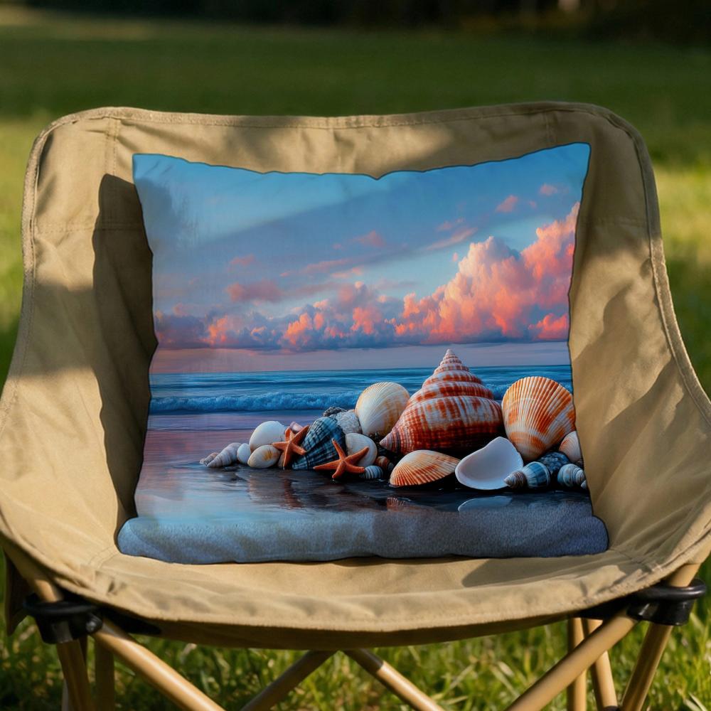 Beach Landscape Print Cushion Cover Soft Reversible  Durable Pillow Cover  MultiScene Use for Home  Car Daily Comfort