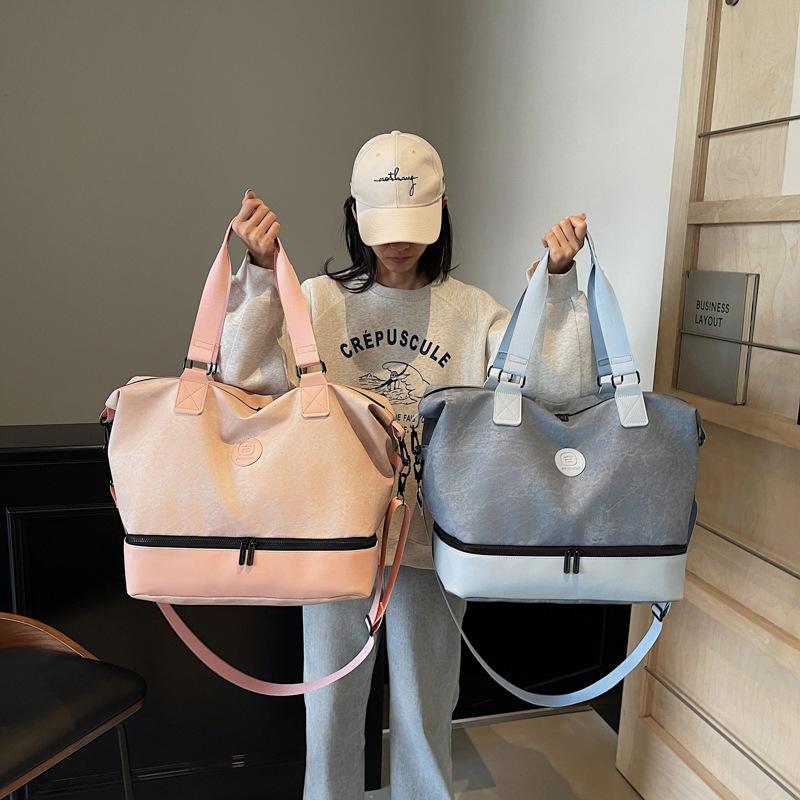 Trendy women's retro travel bag korean style shoulder crossbody yoga bag large capacity casual sports gym bag