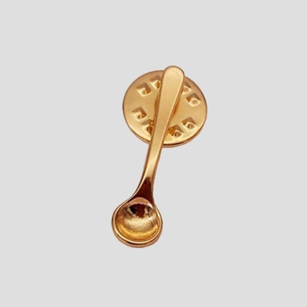 Small Size Coffee Spoon Lapel Pins Creative Metal Metal Badges Spoon Brooch Jackets Accessories