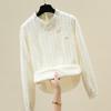 Chinese Style Plus Velvet Lace Base Blouse for Women Latest Chinese Stand-up Collar Button Top Chic Small Blouse