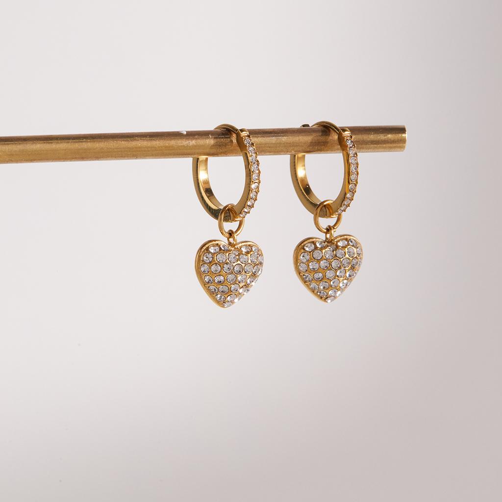 Yori New Stainless Steel Heart-shaped Pendant Earrings Waterproof Daily Recommend Chic Charm Jewelry Wholesale Bijoux