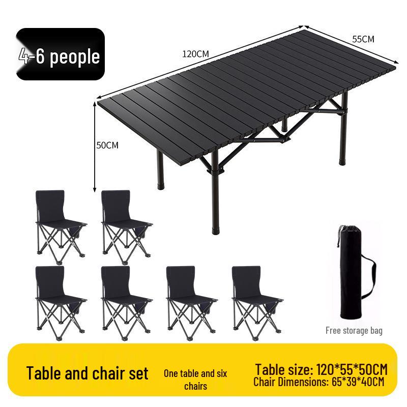 Outdoor Portable Folding Table & Chairs Set - Lightweight Roll-Up Table with Camping Seats