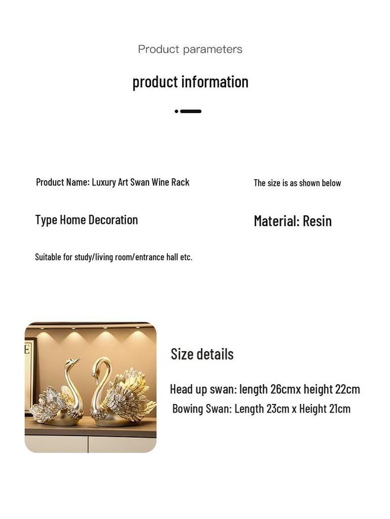 Swan Wine Rack Ornament - Elegant Display for Living Room or Dining Cabinet