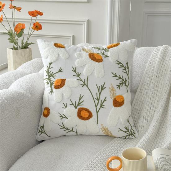 Floral Pillow Cover 18" X 18" Flower Throw Pillow Case Zippered Rustic Pillow Cover for Living Room Sofa Couch Bedroom Decoration
