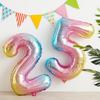 Korean Xiaohongshu 30-inch Rainbow Gradient Number Balloons for Children's Birthday Party Photo Decor.