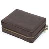 Genuine Leather 4 Slot Watch Box Display Case Storage Watch Organizer Zipper Travel Watch Collector Case with Card Holder Pocket
