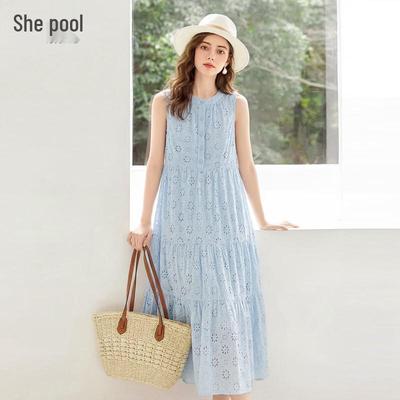 Women's Round Neck Sleeveless A-Line Midi Dress