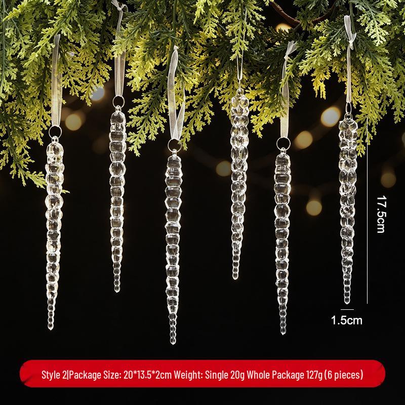 Christmas Icicle Ornaments: Creative Transparent Ice Stick Charms for Tree Decoration