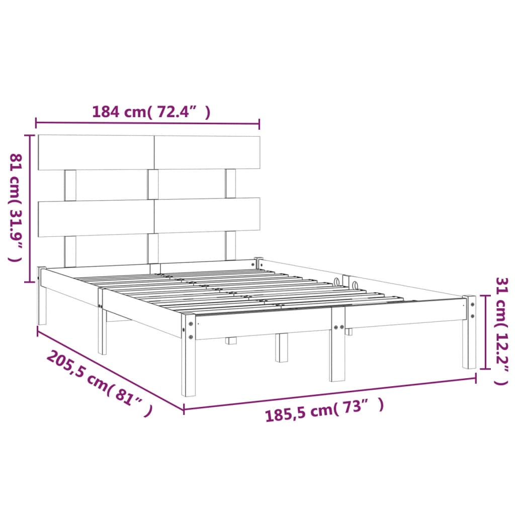 Solid Wood Bed White 180 X 200 Cm