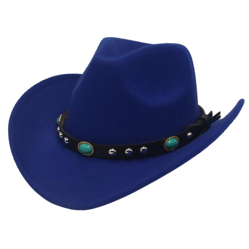 Ethnic Tibetan Style Western Cowboy Hat Top Hat Men'S And Women'S Felt Hats, Rivets, Upturned Edge Jazz Hats, Hats