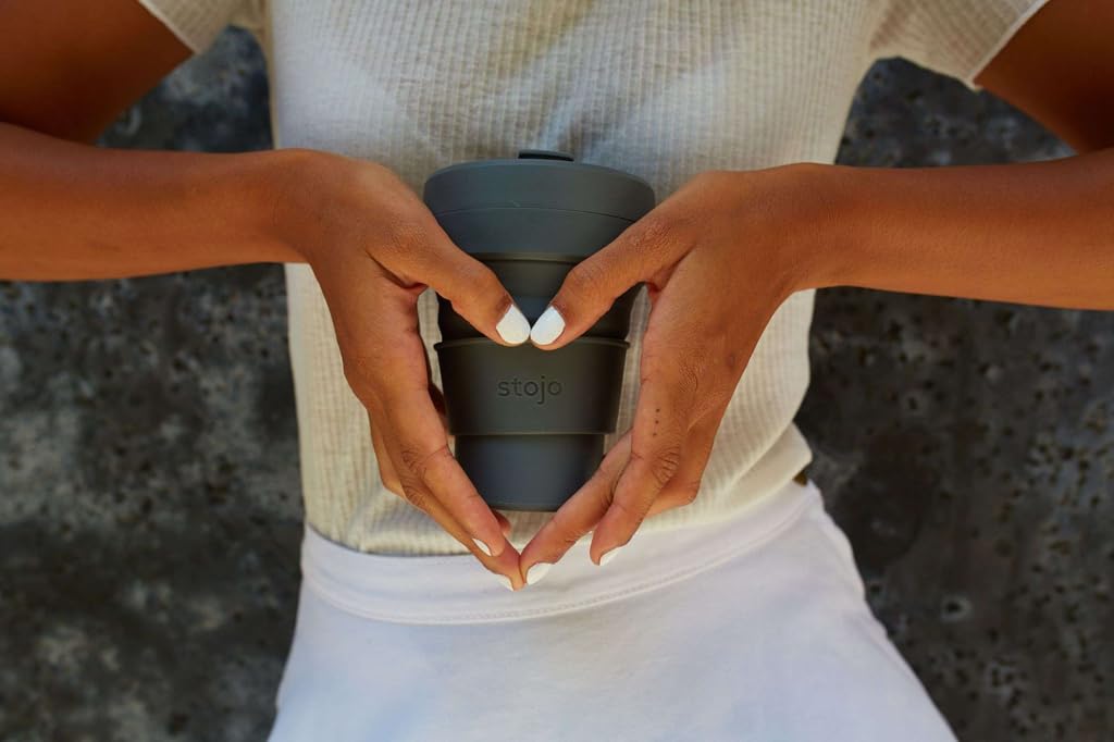 Mind Art Stojo Foldable Tumbler, Biggie, 355ml, 90mm Diameter x 127mm High, Carbon Fiber