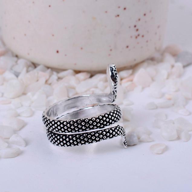 Adjustable Silver Cobra Snake Ring | Serpent Wrap Statement Ring | Gothic Bohemian Brass Jewelry | Unique Animal Gift