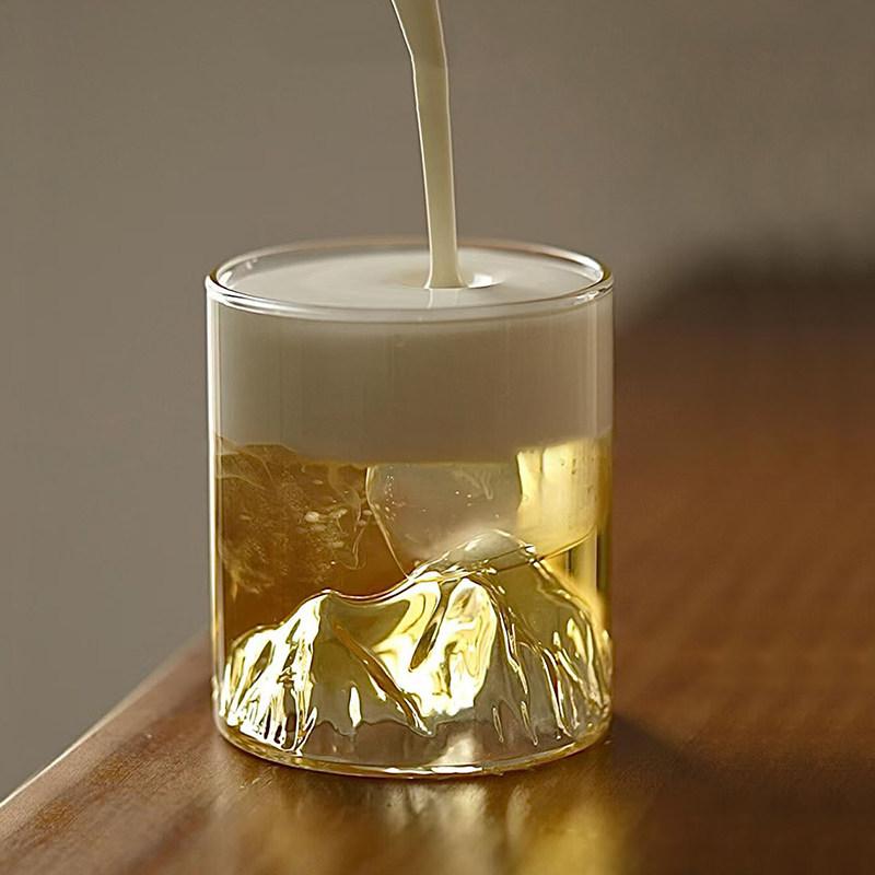 Japanese retro Shanhe Guanshan cup series Snow mountain Mount Fuji glass High borosilicateheat-resistant coffee cup Drinking cup