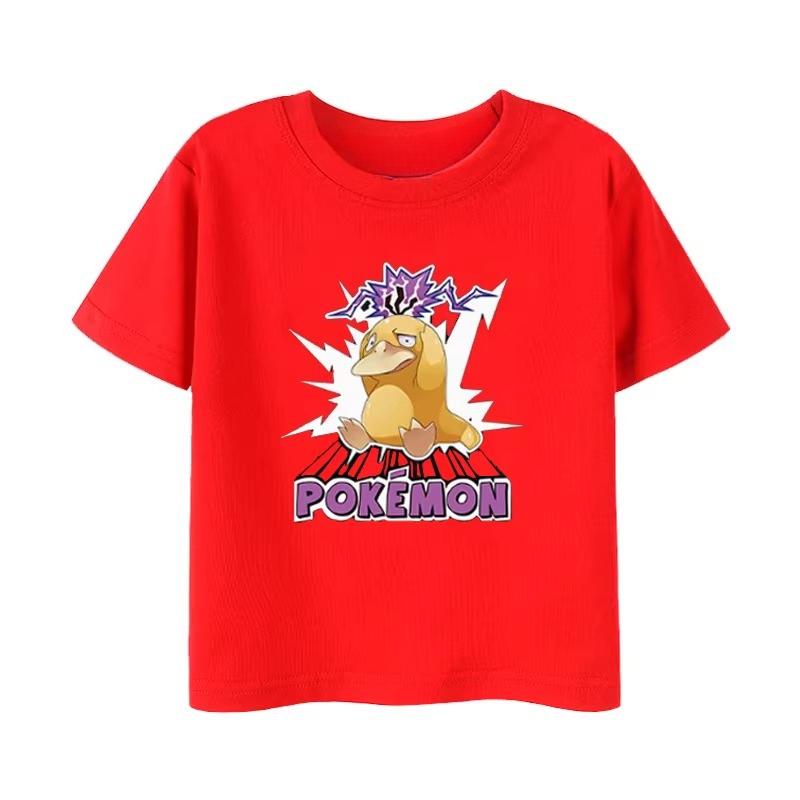 Potdemiel Summer New Pikachu Print Childrens Cotton TShirt Boys and Girls Comfortable and Breathable Childrens TShirt