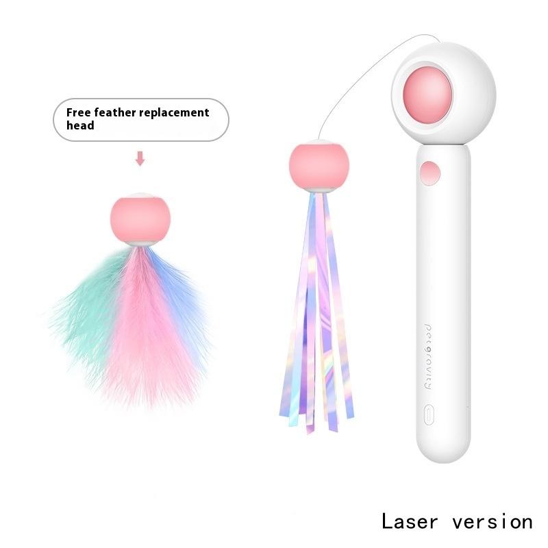1/3Pcs Laser Small Bell Cat Feather Wand Cat Teaser Stick Telescopic Stick Fun Indoor Play And Exercise Cat Pet Interactive Toy