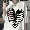 Women's T-shirt Harajuku Y2K Top Korean Style Black Demon Punk Gothic Anime Print Slim Fit Thin T-Shirt Clothes