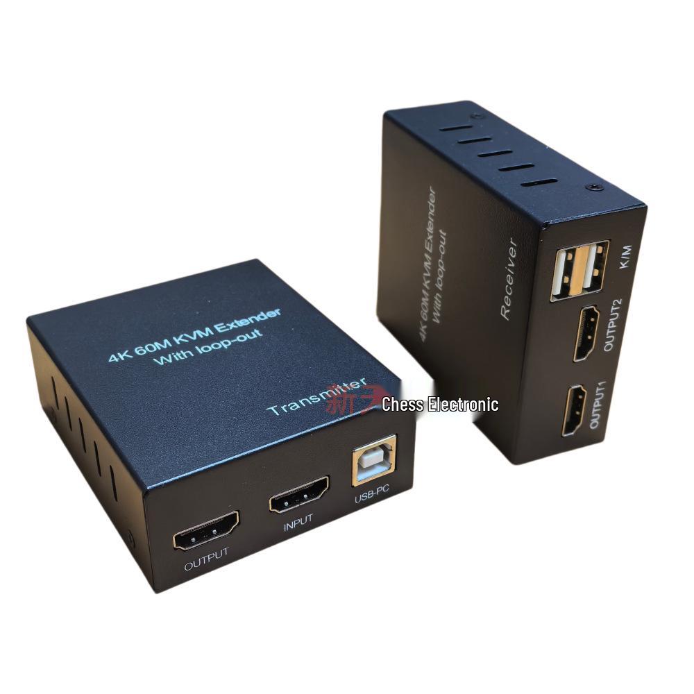 4K 60m HDMI KVM Extender with USB Mouse & Recorder, Network Cable Transmitter