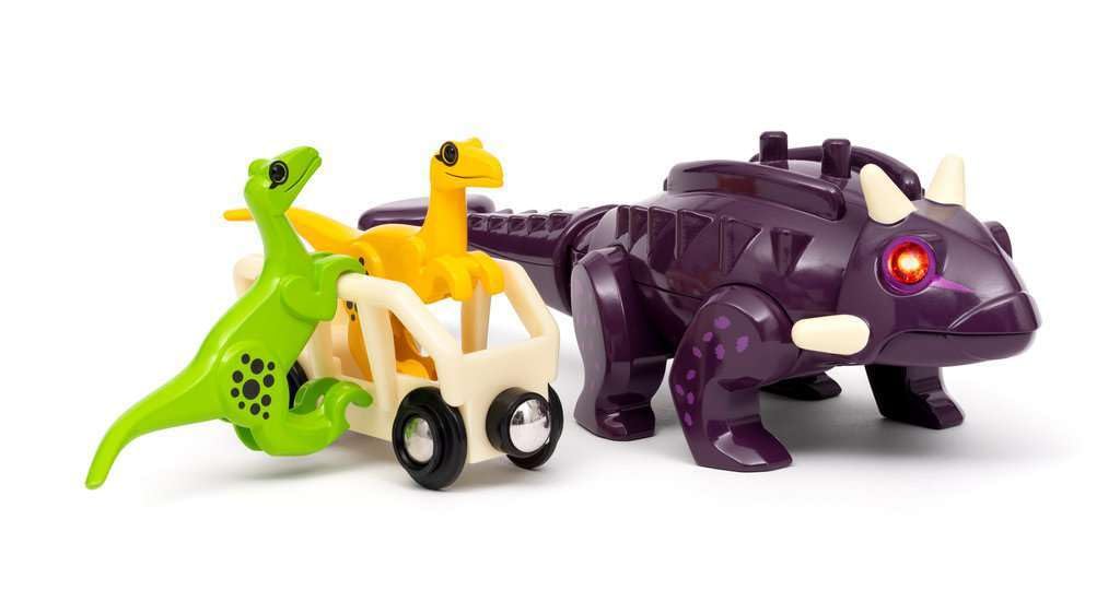 Brio Dinosaur Attack Set for Ages 3 and Wooden Toy Track Gift 36082, Up. [Toy, Train, Set, Scenery, (Birthday/Christmas)]