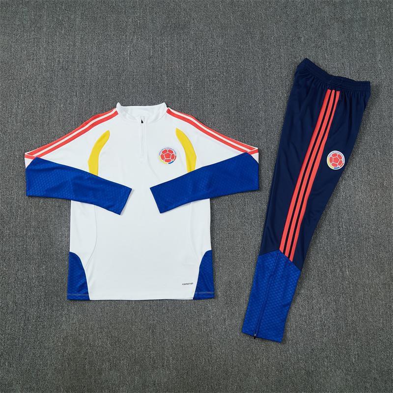 Adult National Team Soccer Training Jerseys Long Sleeve Half Zip Cotton Blend Sports Wear