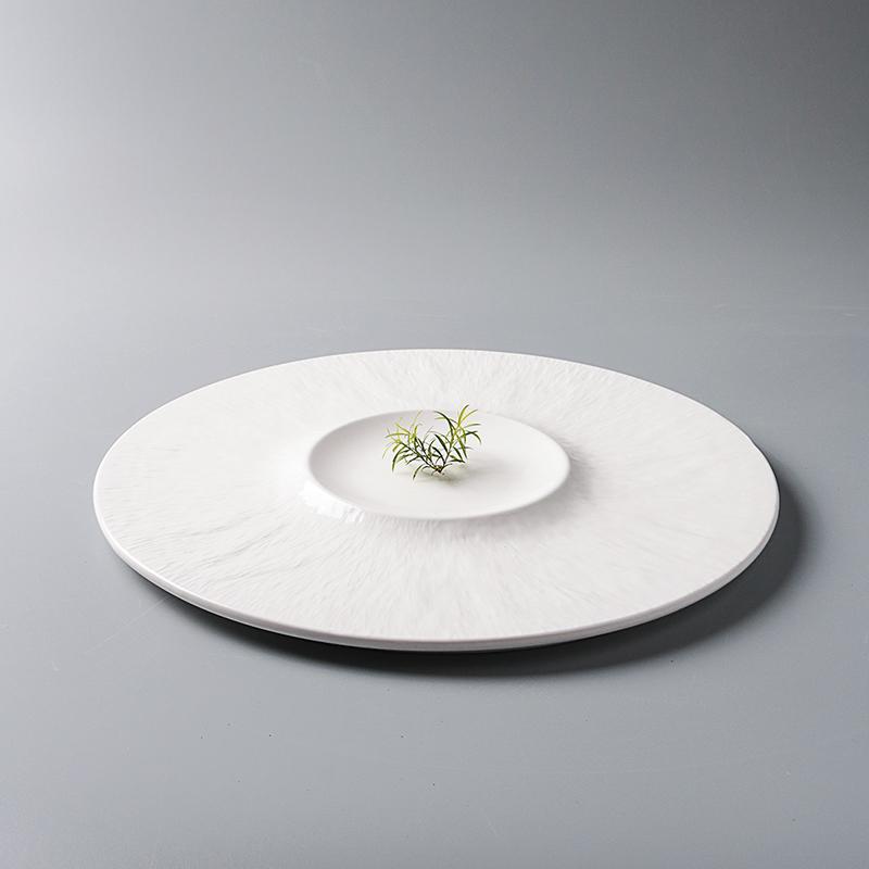 Creative White Top-grade Western Steak Dinner Plate French Tableware Top-grade Home Kitchen Pasta Vegetable Round Tray