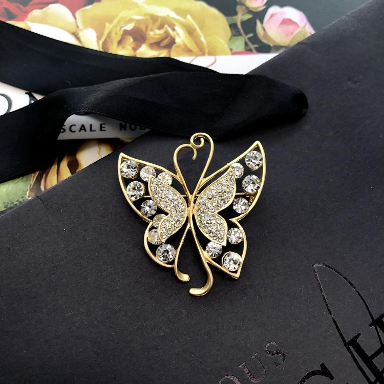 Fashion temperament dumb gold brooch corsage women's suit jacket sweater coat pin crystal high-end accessories