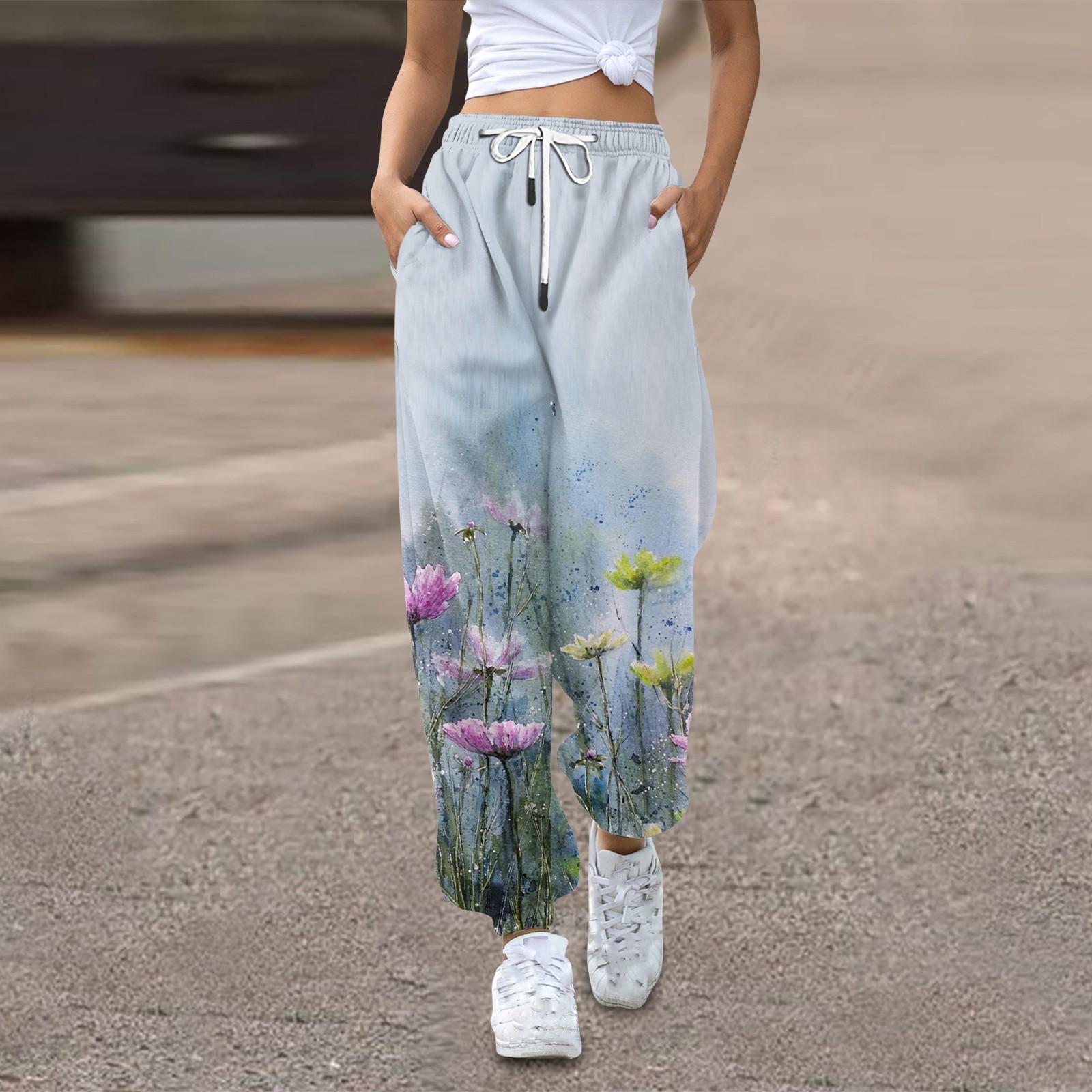 

Женские спортивные штаны, мешковатые, с высокой талией, большие размеры, спортивные штаны с карманами, напечатанные брюки, брюки для женщин XXXL