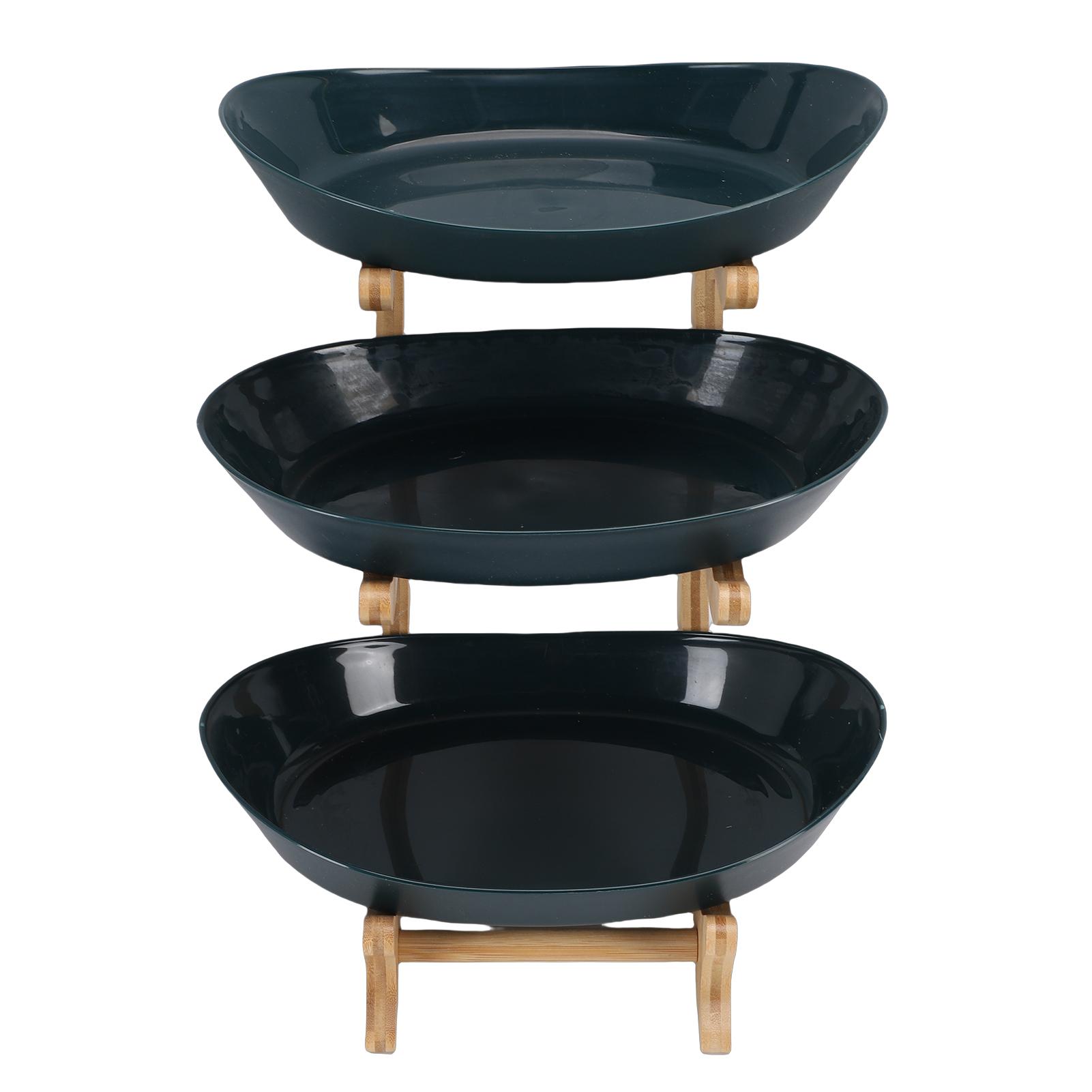 

Multiple Tier Fruit Stand with Wooden Stand Fruit Bowls Versatile Fruit Basket Stand for Kitchen Living Room темно-зеленого