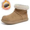 Small potato leather retro round head ugly cute short boots women's winter new velvet snow boots warm and thick