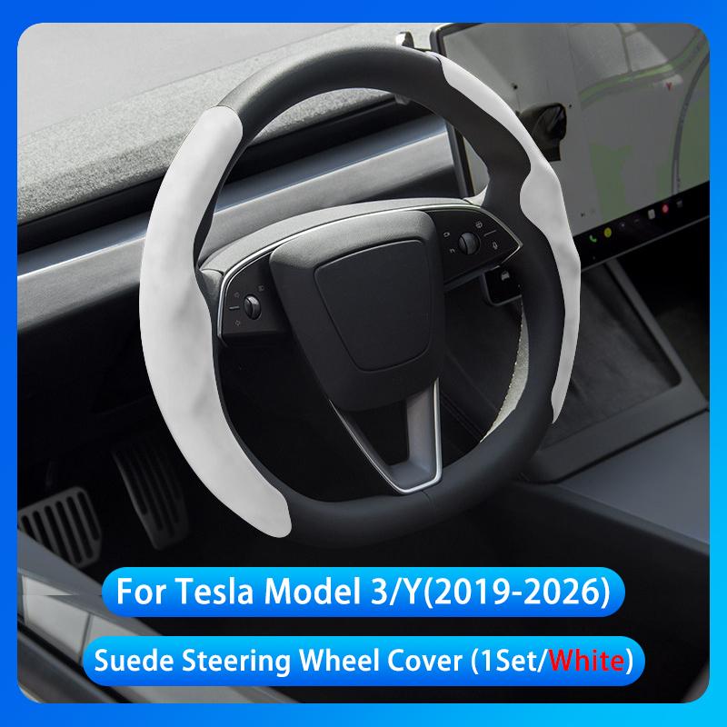 For Tesla New Launch Model Y Juniper 2025+ Suede Steering Wheel Cover All Season Universal Anti Slip Sports Steering Wheel Cover
