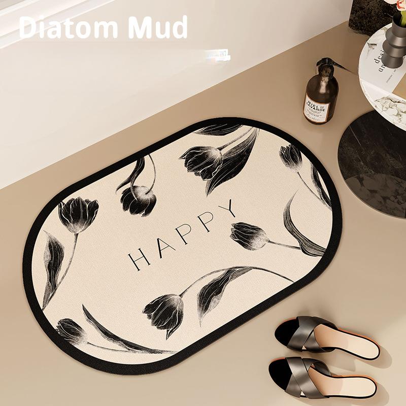 Tulip Bathroom Floor Mat Soft Diatom Mud Water Absorption Quick Dry Household Dry Wet Separation Toilet Bathroom Bath Foot Mat