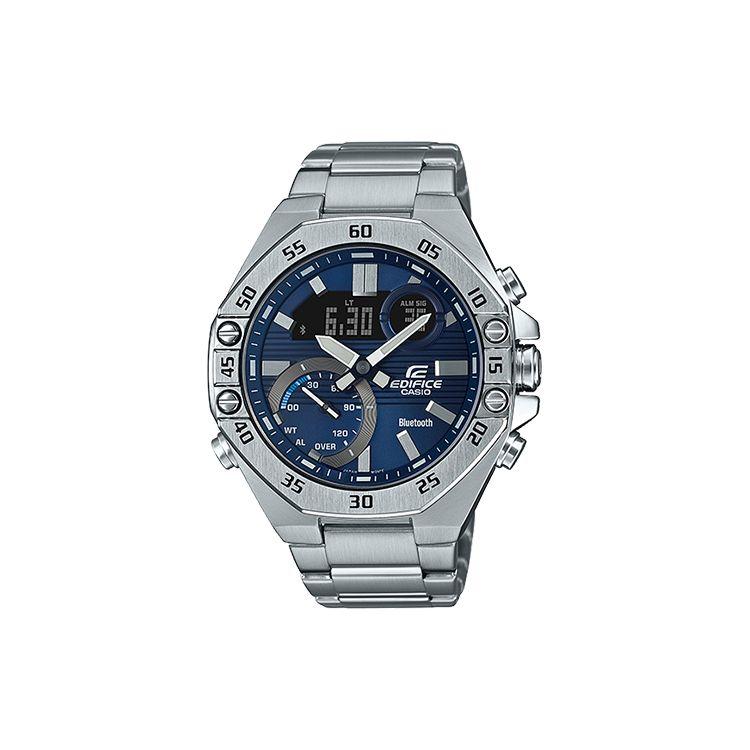Casio Edifice Oak Business Octagonal Metal Racing Limited Edition Smart Bluetooth Quartz Watch Men watches ECB-10D-2ADF Regular Watch Box,Blue Dial