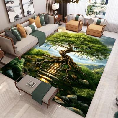 2D Fantasy Life Tree Carpet Mat Nature Pattern Living Room Rug with Mystical Forest Design Home Decoration Rugs for Bedroom