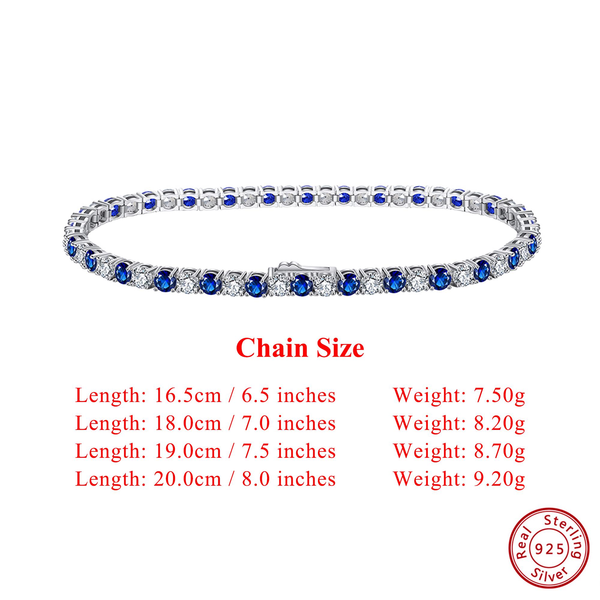 

EFFIE QUEEN 925 Sterling Silver Blue Sapphire Tennis Bracelet 3mm Shiny Zircon Party Wedding Gift Women s Bracelet Chain SB137 16.5cm серебряный